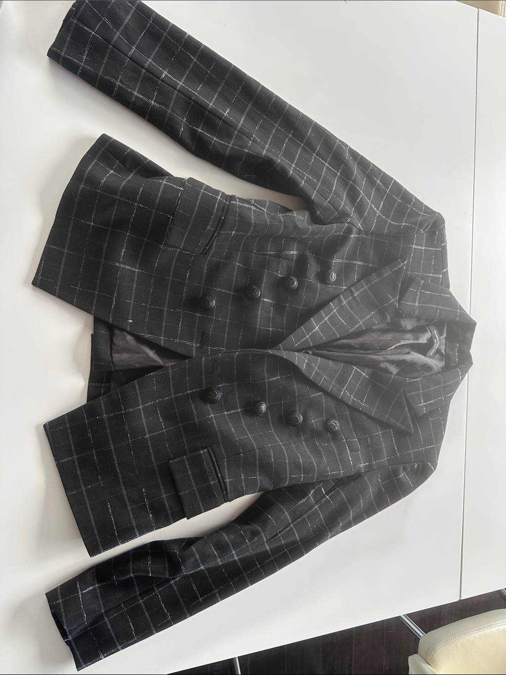 Generation Love Black Windowpane Double-Breasted Blazer